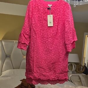 Tyler Boe Pink Sheath Bell Sleeve Dress